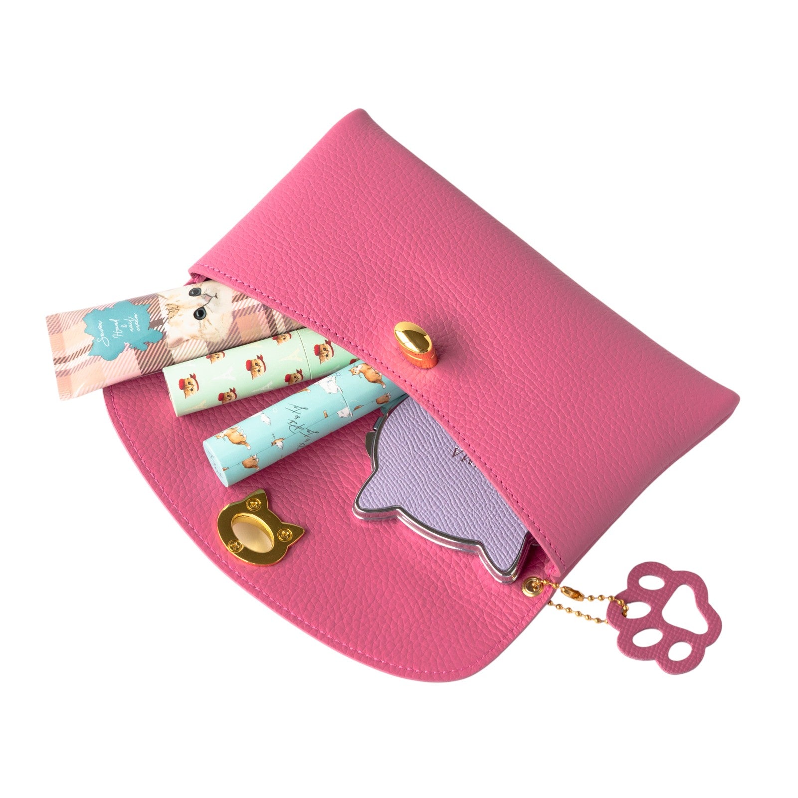 【10/7(火)22:00～ 26時間限定販売】【数量限定】フルーニャポーチL  キュイール・マッシュ  /  チェリーピンク