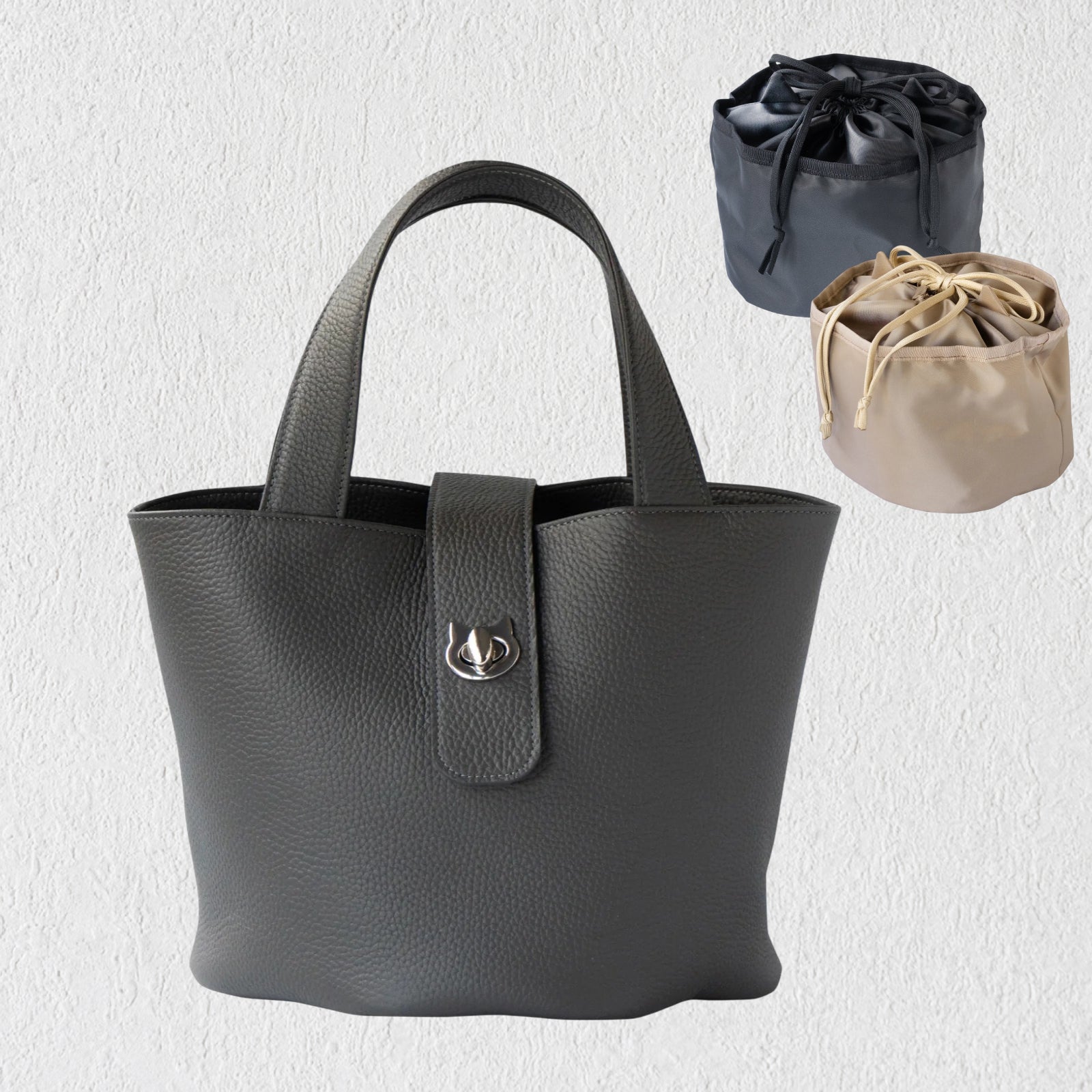 【数量限定】【5/15(金)22:00～21(木)】バケットバッグ・PAW (パウ)   選べる [PAW in BAG] 付き / グラファイト