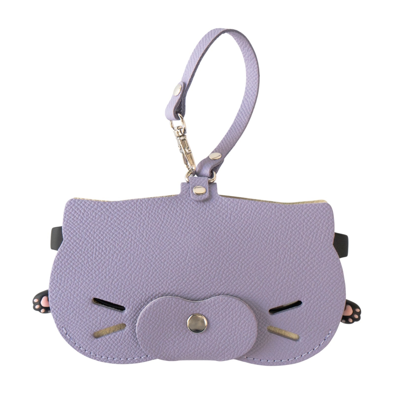 にゃんフェイス めがねケース   キュイール・ミネルバ  /  ラベンダー