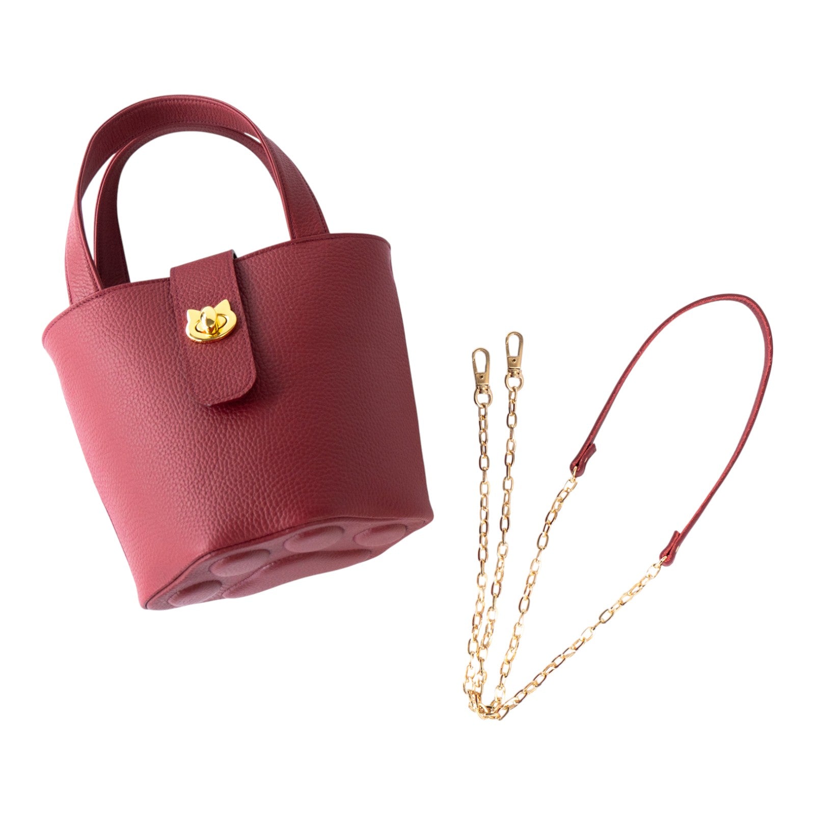 チェーンショルダー付きミニバッグ・PAW  (パウ)   / ボルドー