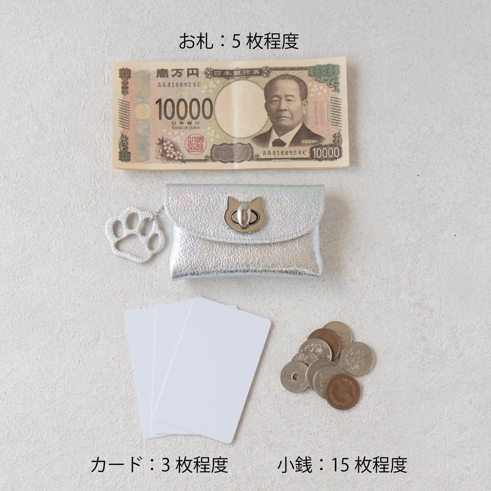 【8/7(木)22:00〜 26時間限定販売】フルーニャポーチ・ ミニ　プリズムレザー  / オーロラシルバー