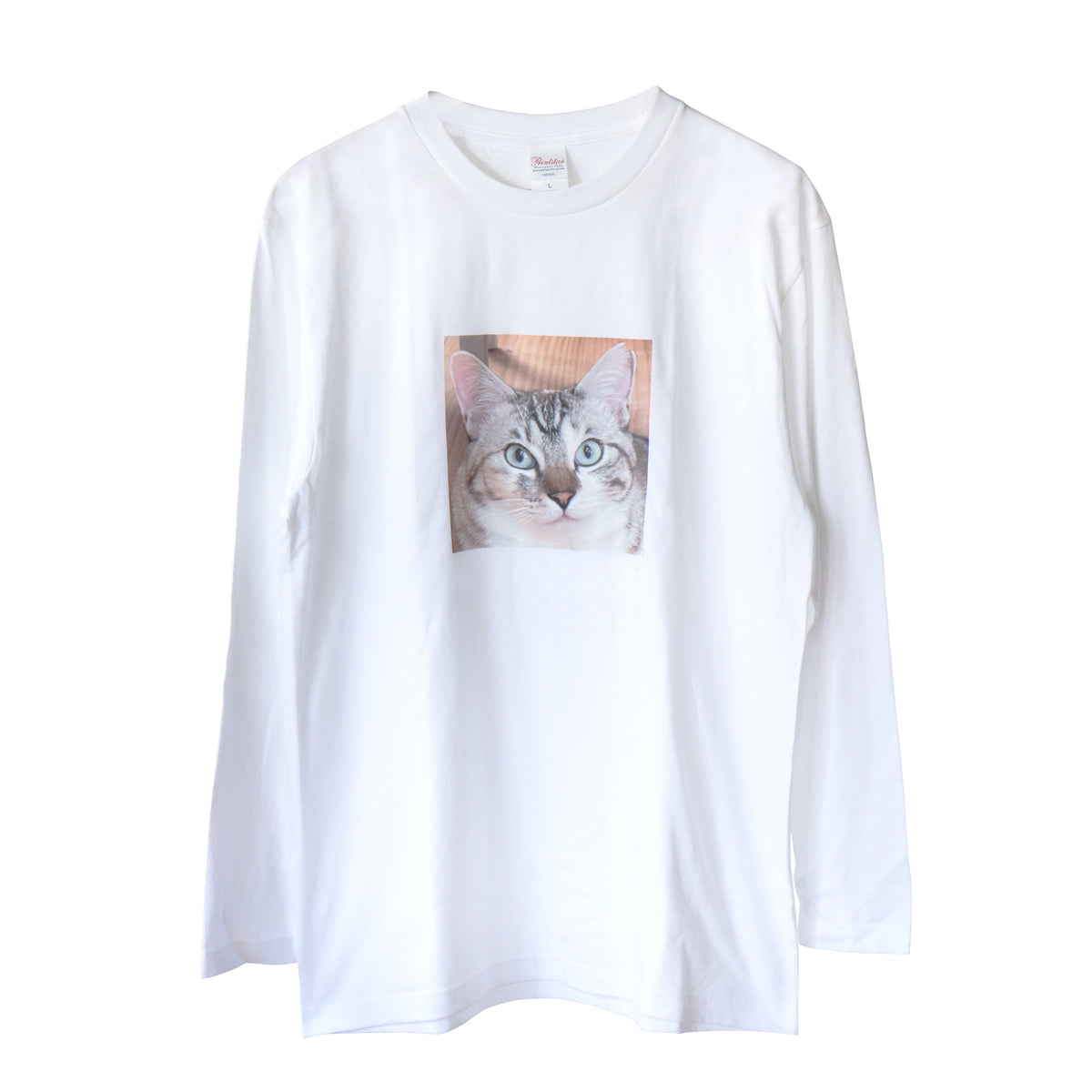 【受注生産：9/25(金)22:00〜27(日)】うちのこプリントロングTシャツ  /  ホワイト